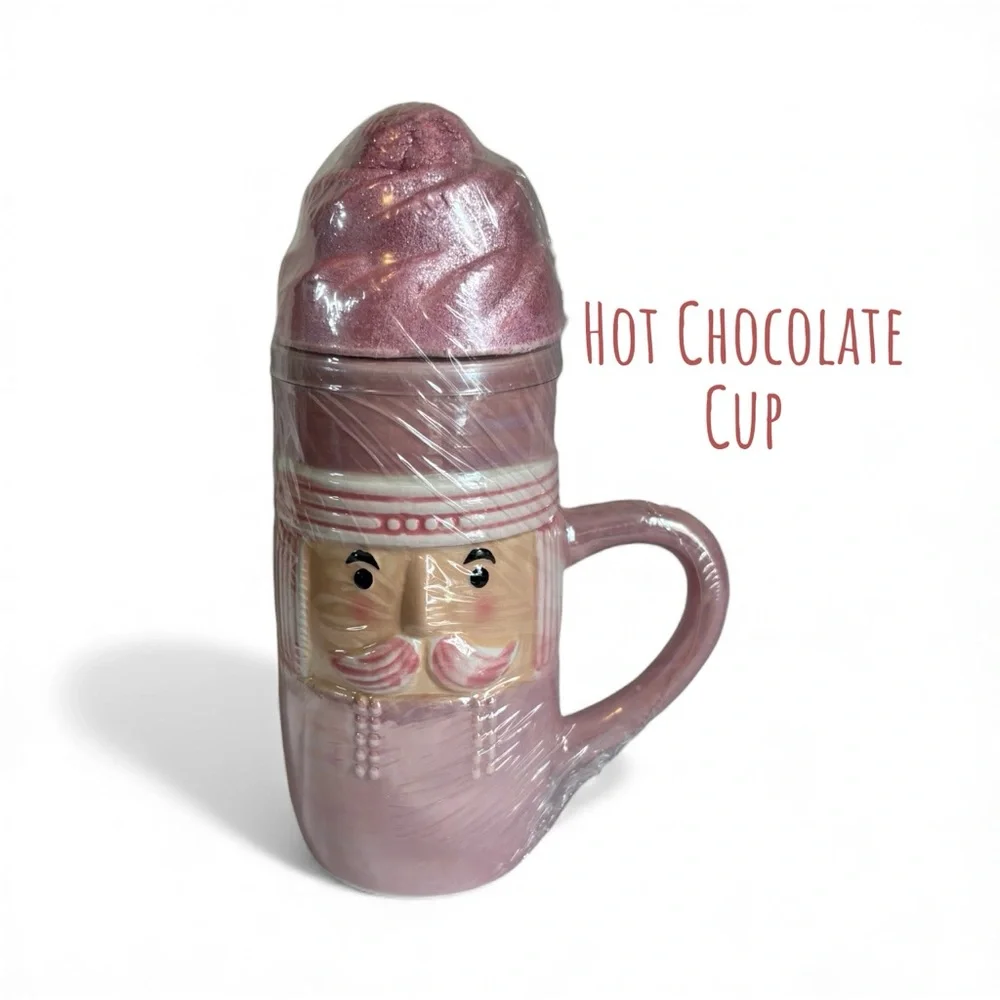 Pink Nutcracker Hot Chocolate Cup with lid
